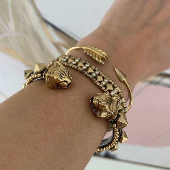 💜 Stella & Dot Artemis Cuff Lionhead Studs Edgy - Picture 8 of 13